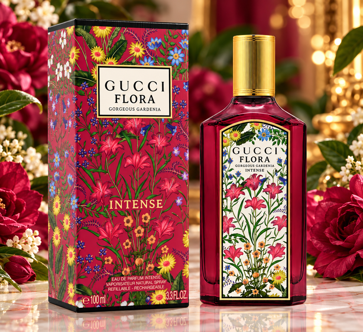 Gucci Flora Gorgeous Gardenia Intense EDP 3.3 oz / 100 ml – Women's Perfume for Women