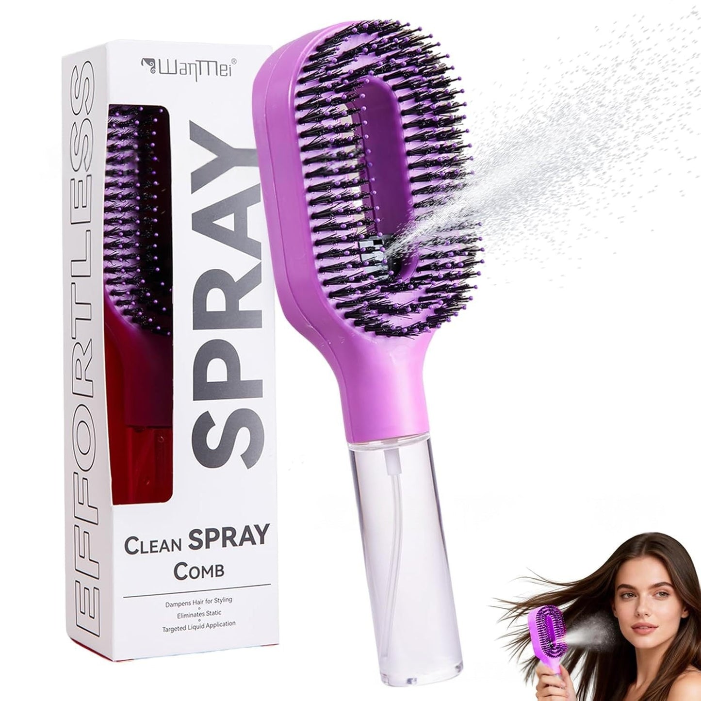 2in1 Sprayer Comb Detangling Scalp Massage Hairbrush With Spray Bottle Essential Oil Water Mist Spray Brush Anti-static Summer