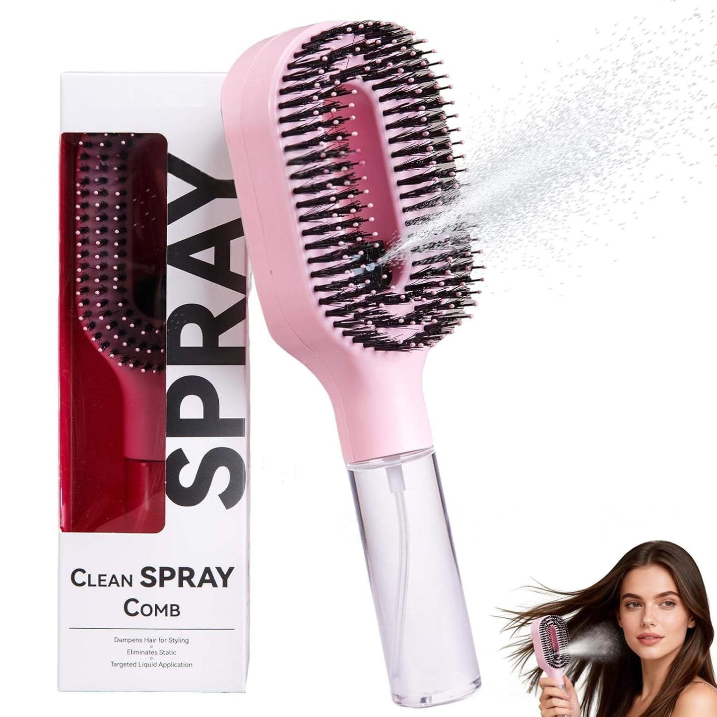 2in1 Sprayer Comb Detangling Scalp Massage Hairbrush With Spray Bottle Essential Oil Water Mist Spray Brush Anti-static Summer
