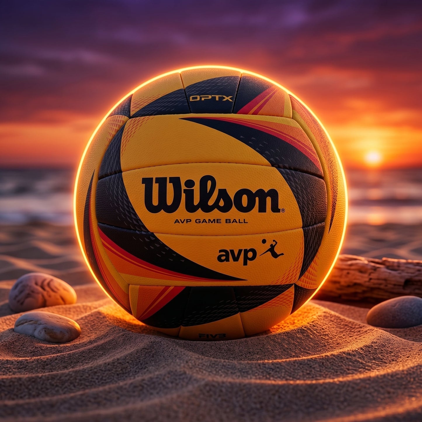 Wilson AVP OPTX Official Beach Volleyball Tour Match Game Ball – Black/Yellow