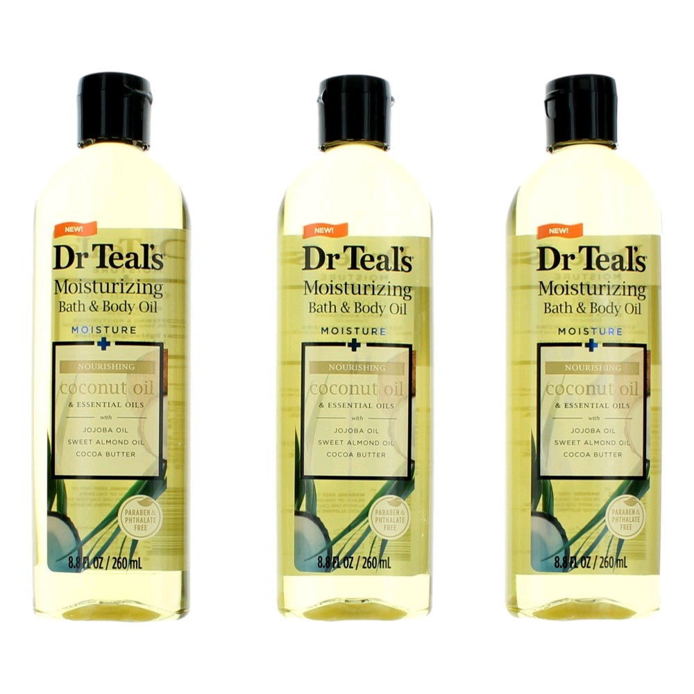 Nourishing Coconut Oil & Essential Oils 3 Pack 8.8 Moisturizing Bath & Body Oil