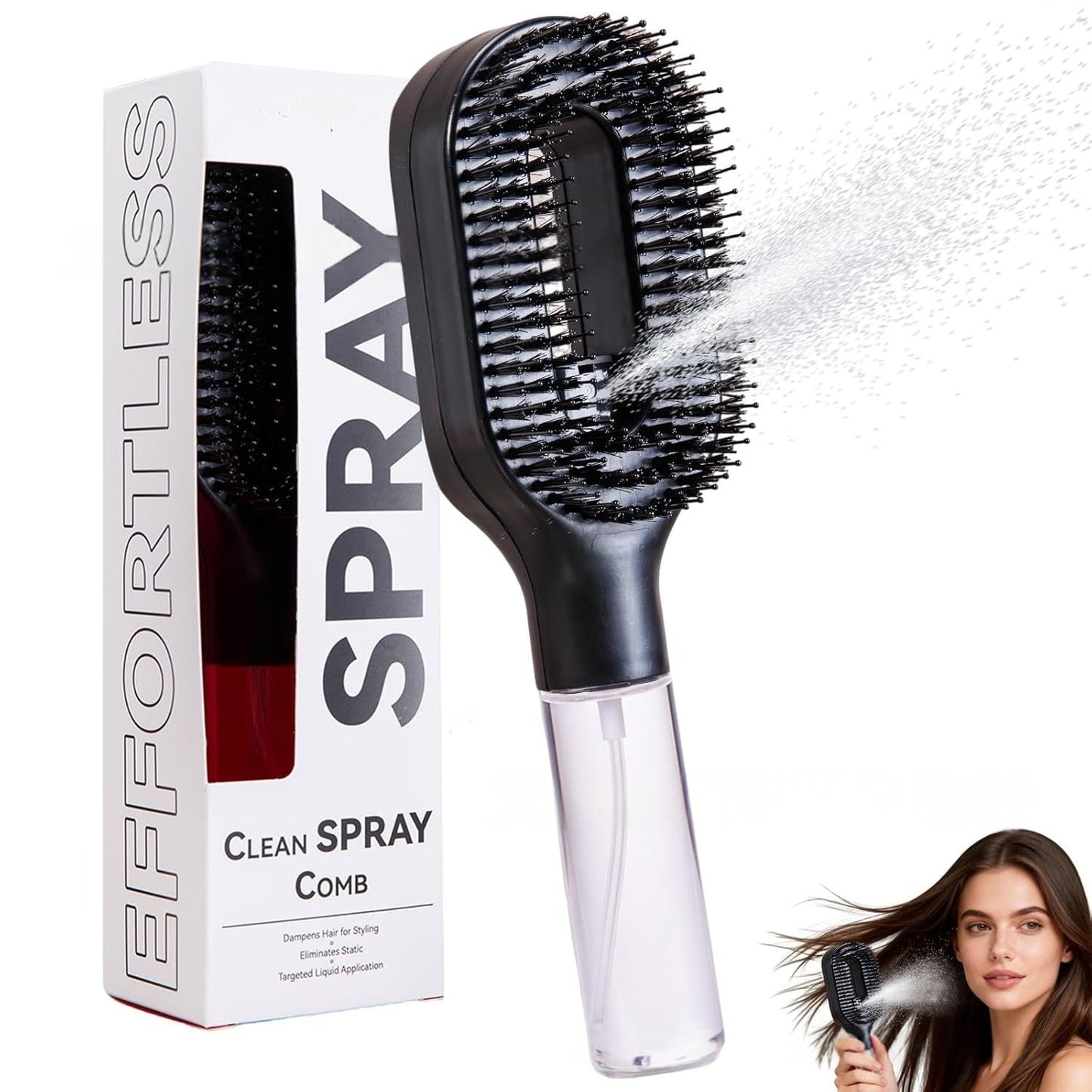 2in1 Sprayer Comb Detangling Scalp Massage Hairbrush With Spray Bottle Essential Oil Water Mist Spray Brush Anti-static Summer