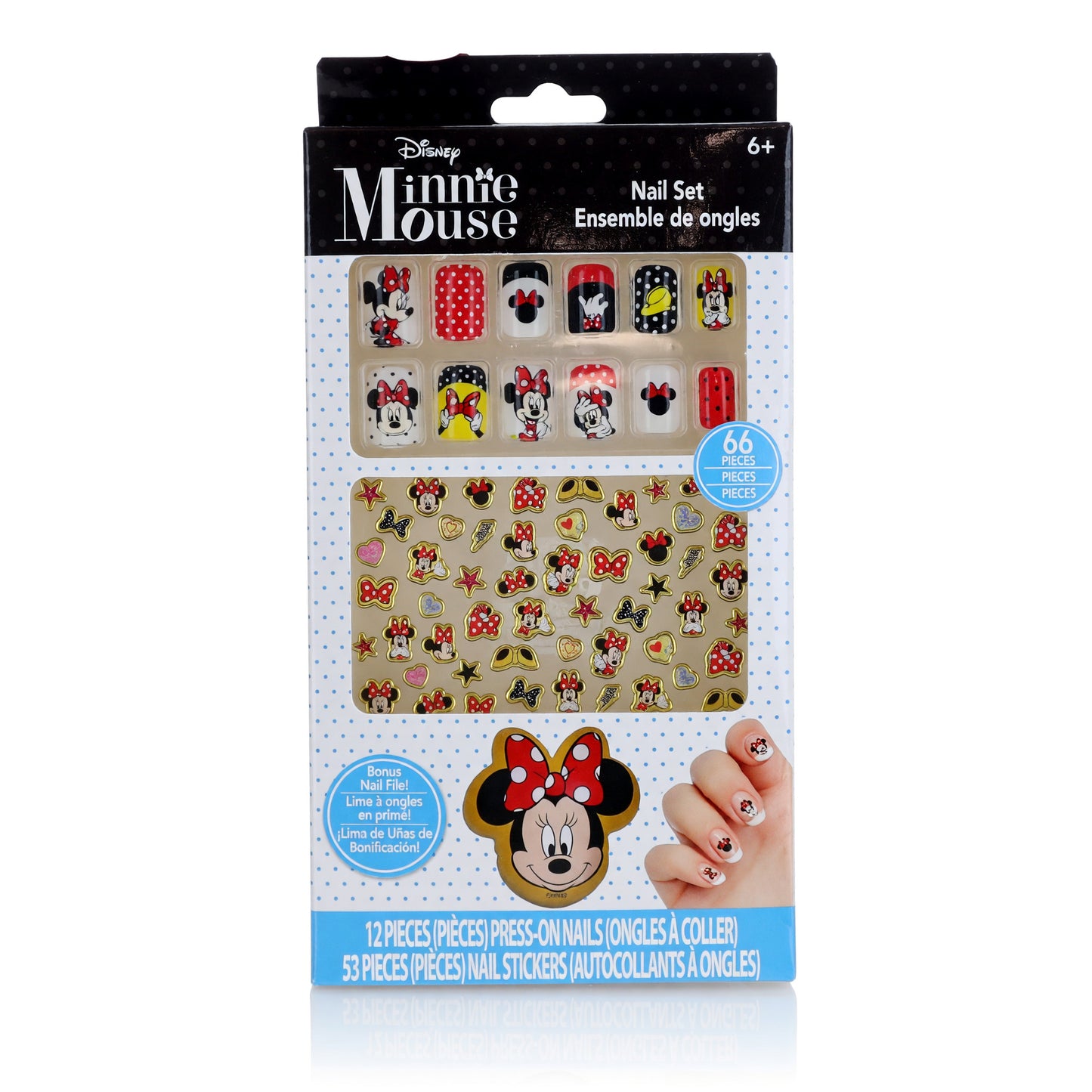Minnie Mouse Nail Art Set by Disney, 66 Piece Set for Kids