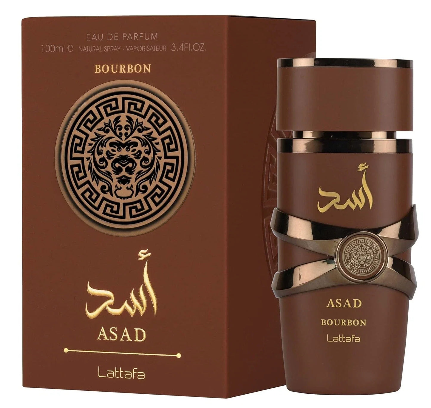 Lattafa Asad Bourbon Unisex Eau de Parfum Spray, 3.4oz Amber Wood